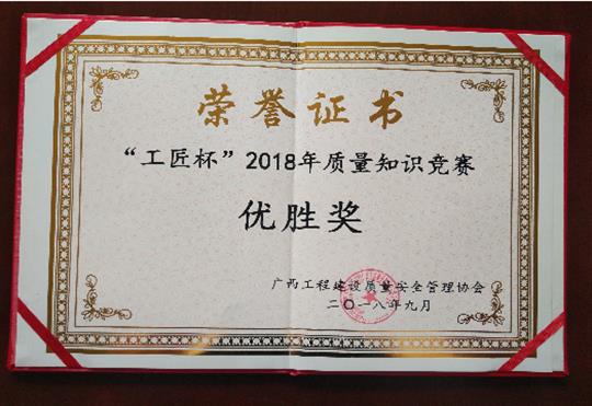 华体会集团有限公司
喜获全区“工匠杯”2018年质量知识竞赛佳绩